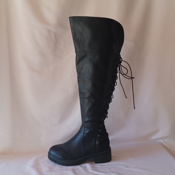 Torrid Corset Back Boots Black Vegan Leather Over The Knee Extra Wide 7.5WW - Picture 4 of 11